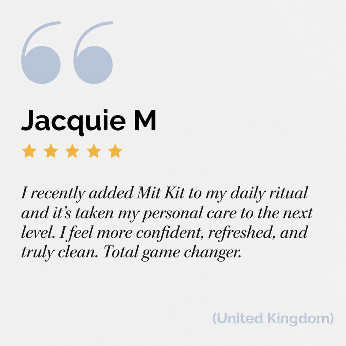 Five-star Mit Kit V-Mit customer review from United Kingdom